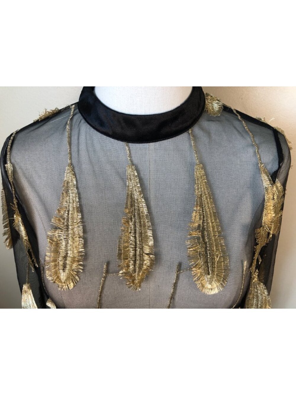 NWT This IS the Day Black Sheer Blouse Gold Embellishments Gothic Romance Size S - Picture 2 of 11
